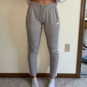 Adidas Grey Sweatpants 3-Stripe with zipper - LIKE NEW - Hardly Worn